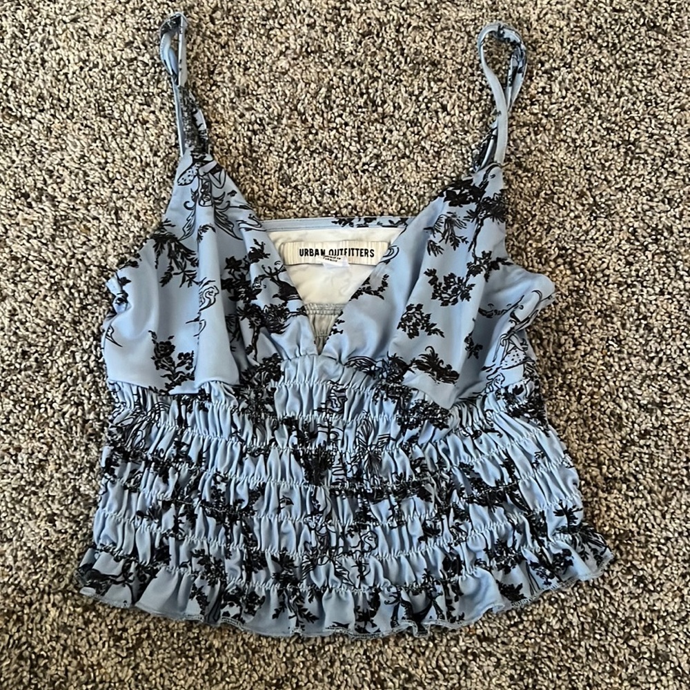 blue and black urban scrunched tank